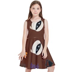 Halloween Seamless Repeat Pattern Kids  Skater Dress by KentuckyClothing