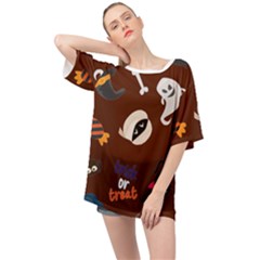 Halloween Seamless Repeat Pattern Oversized Chiffon Top by KentuckyClothing