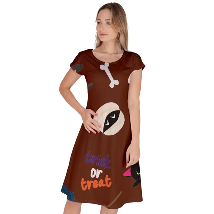 Halloween Seamless Repeat Pattern Classic Short Sleeve Dress