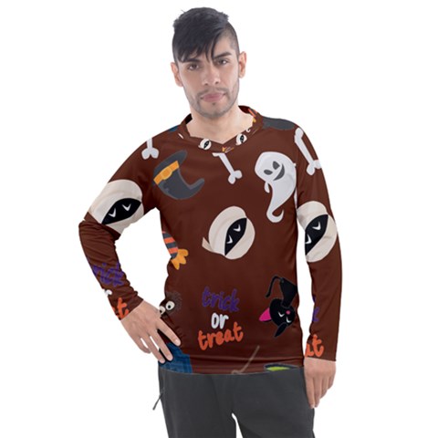 Halloween Seamless Repeat Pattern Men s Pique Long Sleeve Tee by KentuckyClothing