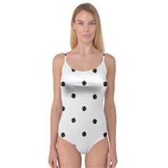 Black And White Baseball Print Pattern Camisole Leotard 