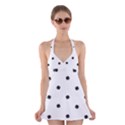 Black And White Baseball Print Pattern Halter Dress Swimsuit  View1