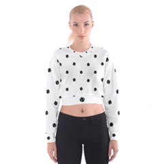 Black And White Baseball Print Pattern Cropped Sweatshirt by dflcprintsclothing