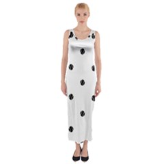 Black And White Baseball Print Pattern Fitted Maxi Dress by dflcprintsclothing