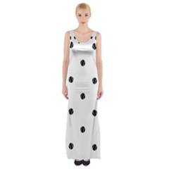 Black And White Baseball Print Pattern Thigh Split Maxi Dress by dflcprintsclothing