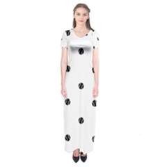 Black And White Baseball Print Pattern Short Sleeve Maxi Dress by dflcprintsclothing