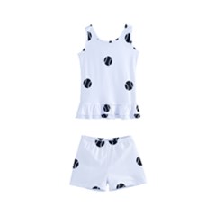 Black And White Baseball Print Pattern Kids  Boyleg Swimsuit