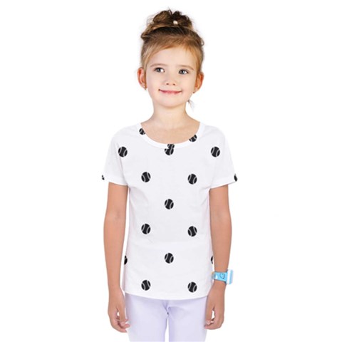 Black And White Baseball Print Pattern Kids  One Piece Tee by dflcprintsclothing