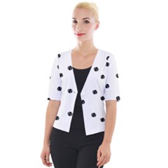 Black And White Baseball Print Pattern Cropped Button Cardigan by dflcprintsclothing