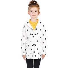 Black And White Baseball Print Pattern Kids  Double Breasted Button Coat by dflcprintsclothing