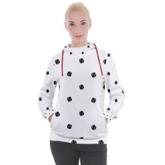 Black And White Baseball Print Pattern Women s Hooded Pullover by dflcprintsclothing