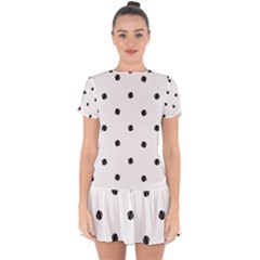 Black And White Baseball Print Pattern Drop Hem Mini Chiffon Dress