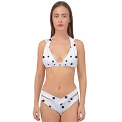 Black And White Baseball Print Pattern Double Strap Halter Bikini Set by dflcprintsclothing