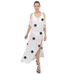 Black And White Baseball Print Pattern Maxi Chiffon Cover Up Dress by dflcprintsclothing