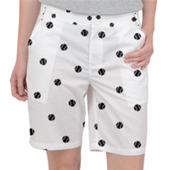 Black And White Baseball Print Pattern Pocket Shorts by dflcprintsclothing