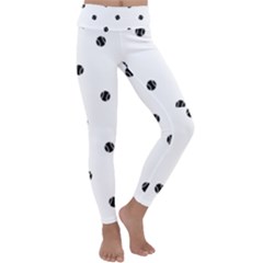 Black And White Baseball Print Pattern Kids  Lightweight Velour Classic Yoga Leggings