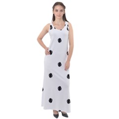 Black And White Baseball Print Pattern Sleeveless Velour Maxi Dress by dflcprintsclothing