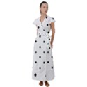 Black And White Baseball Print Pattern Flutter Sleeve Maxi Dress View1