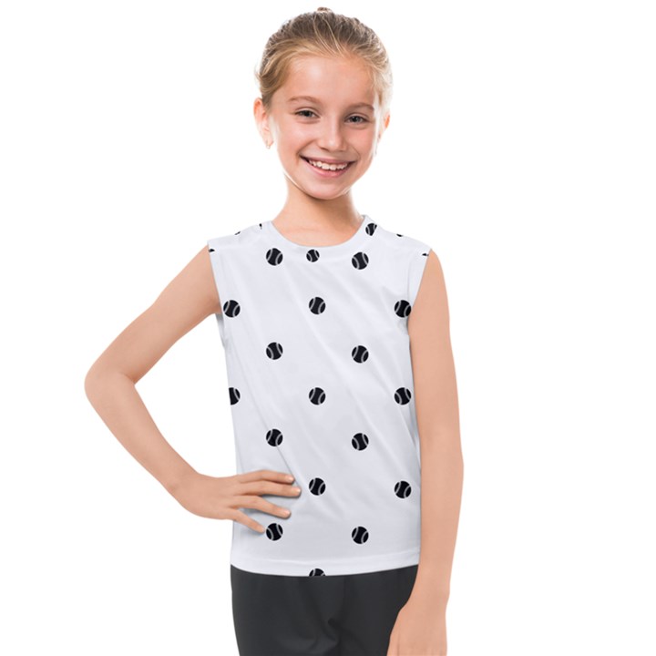 Black And White Baseball Print Pattern Kids  Mesh Tank Top