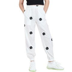 Black And White Baseball Print Pattern Kids  Elastic Waist Pants by dflcprintsclothing