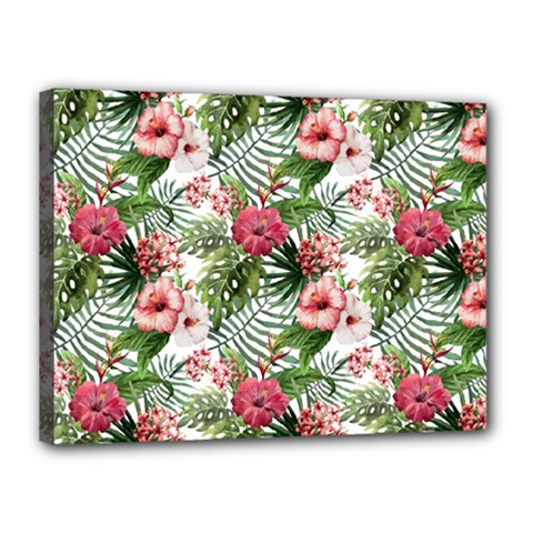 Monstera Flowers Pattern Canvas 16  X 12  (stretched) by goljakoff