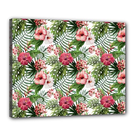 Monstera Flowers Pattern Canvas 20  X 16  (stretched) by goljakoff