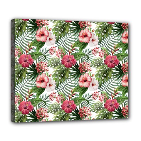 Monstera Flowers Pattern Deluxe Canvas 24  X 20  (stretched) by goljakoff