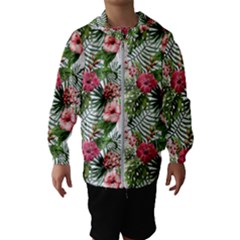 Monstera Flowers Pattern Kids  Hooded Windbreaker by goljakoff