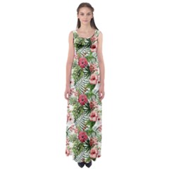 Monstera Flowers Pattern Empire Waist Maxi Dress by goljakoff