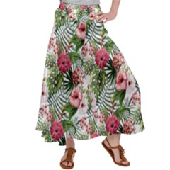 Monstera Flowers Pattern Satin Palazzo Pants by goljakoff