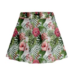 Monstera Flowers Pattern Mini Flare Skirt by goljakoff