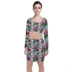 Monstera Flowers Pattern Top And Skirt Sets by goljakoff