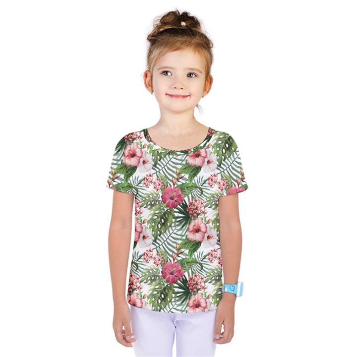 Monstera flowers pattern Kids  One Piece Tee