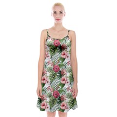 Monstera Flowers Pattern Spaghetti Strap Velvet Dress by goljakoff