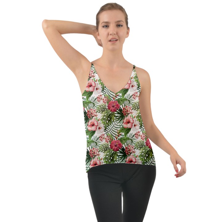 Monstera flowers pattern Chiffon Cami