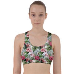 Monstera Flowers Pattern Back Weave Sports Bra by goljakoff