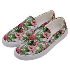 Monstera Flowers Pattern Men s Canvas Slip Ons by goljakoff