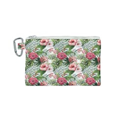 Monstera Flowers Pattern Canvas Cosmetic Bag (small) by goljakoff