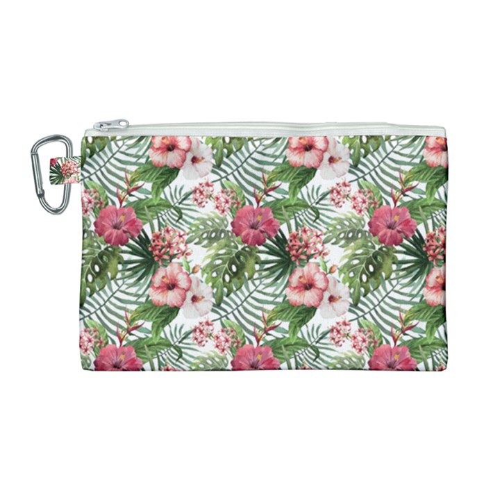 Monstera flowers pattern Canvas Cosmetic Bag (Large)