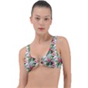 Monstera flowers pattern Ring Detail Bikini Top View1