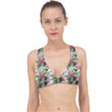 Monstera flowers pattern Classic Banded Bikini Top View1