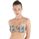 Monstera flowers pattern Twist Bandeau Bikini Top View1