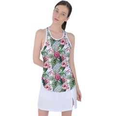 Monstera Flowers Pattern Racer Back Mesh Tank Top by goljakoff