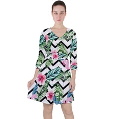 Zigzag Flowers Ruffle Dress by goljakoff