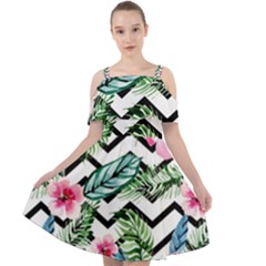 Zigzag Flowers Cut Out Shoulders Chiffon Dress by goljakoff