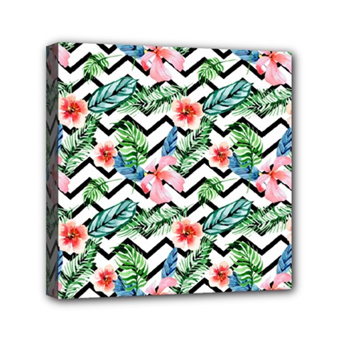 Zigzag Flowers Pattern Mini Canvas 6  X 6  (stretched) by goljakoff