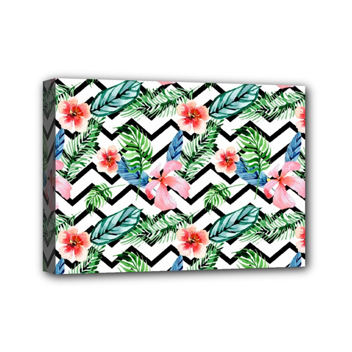 Zigzag flowers pattern Mini Canvas 7  x 5  (Stretched)