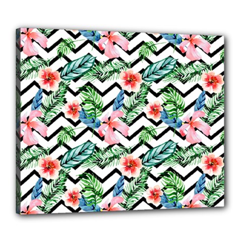 Zigzag Flowers Pattern Canvas 24  X 20  (stretched) by goljakoff