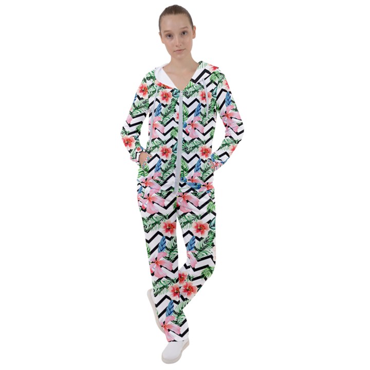 Zigzag flowers pattern Women s Tracksuit