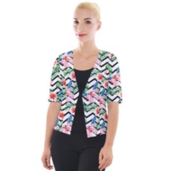 Zigzag Flowers Pattern Cropped Button Cardigan by goljakoff